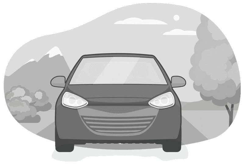 Cartoon Car driving down a country road