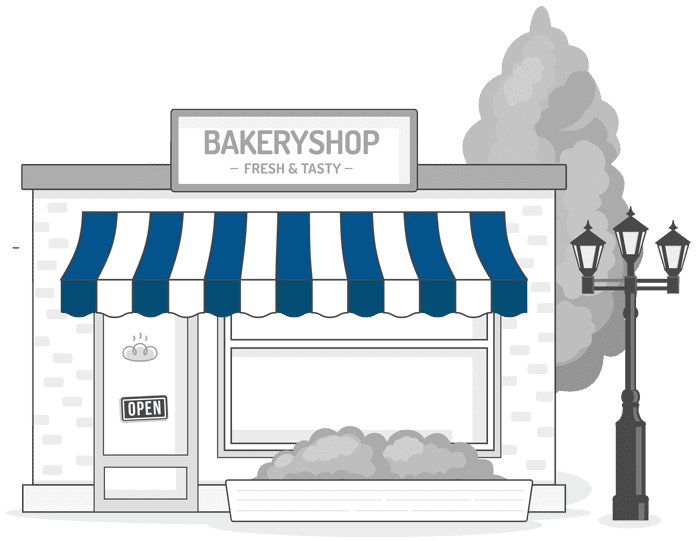 Cartoon of A Bakery storefront